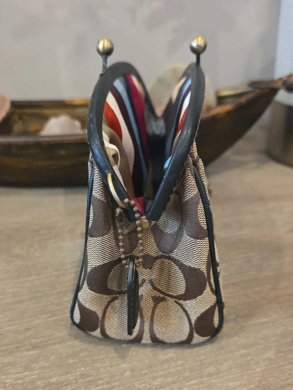 Coach Legacy Lined Large Kisslock Pouch